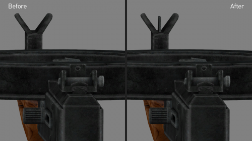 Silenced .22 SMG front sight post 